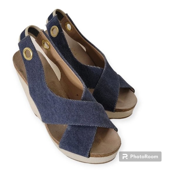 Splendid Blue Textile Wedges Size 8.5 US - Picture 2 of 7